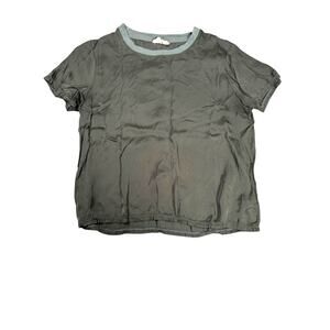 Nation LTD Marie Sateen Satin Tee Shirt Green Size XS Short Sleeve Casual